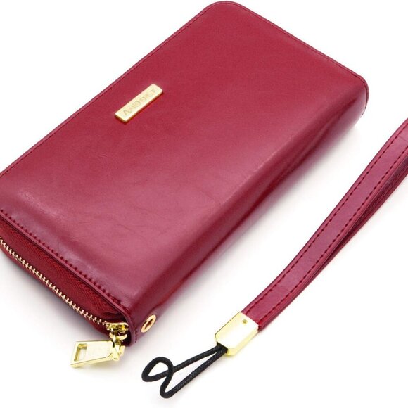 Genuine Leather Wallet for Women Men RFID Blocking Credit Card Holder Zi… - Picture 3 of 6